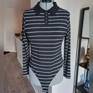 NWT Disturbia Slash 90s stripe body suit